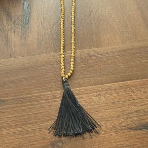 Long Gold bead and black tassel Jcrew necklace